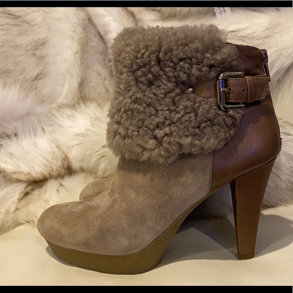 Taupe Suede genuine Leather beautiful Ankle Boots BEAUTIFUL - Picture 12 of 16